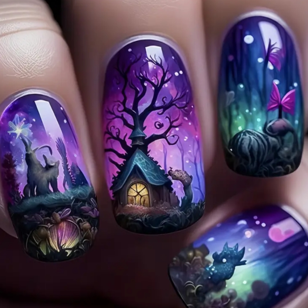 Night Forest Realm Nail Sticker Wraps